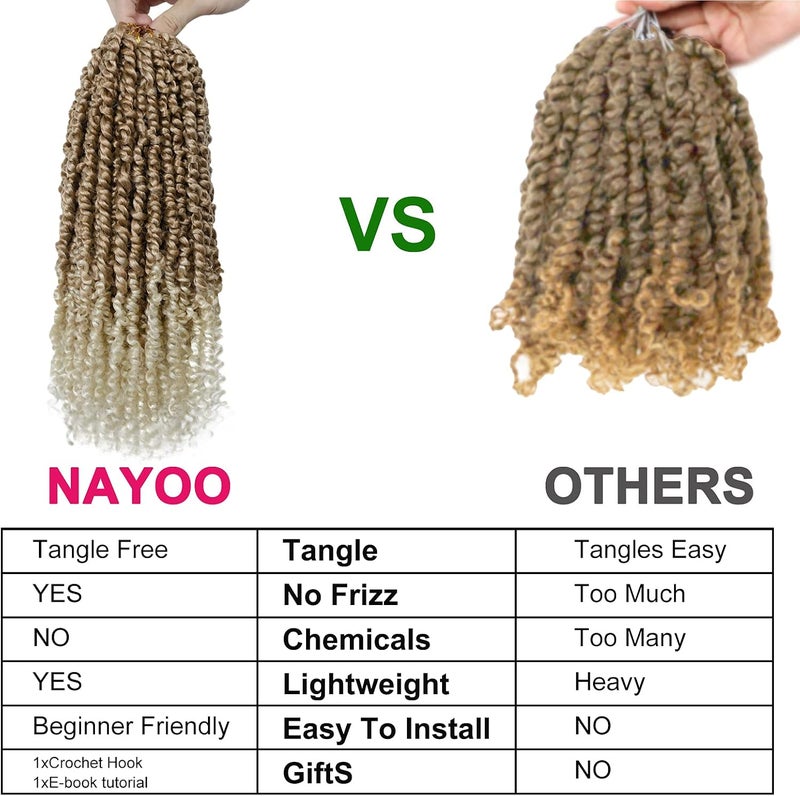 NAYOO Passion Twist Hair - 8X 14 Inch Passion Twist Crochet Hair For Women, Crochet Pretwisted Curly Hair Passion Twists Synthetic Braiding Hair Extensions (14 Inch, T27/613) - Image 5