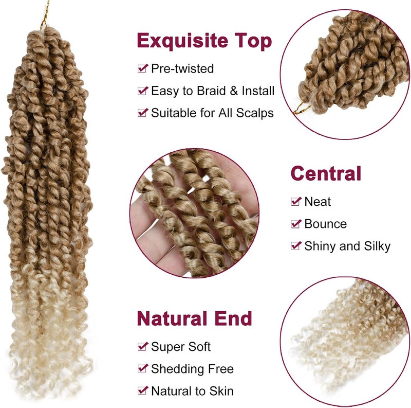 NAYOO Passion Twist Hair - 8X 14 Inch Passion Twist Crochet Hair For Women, Crochet Pretwisted Curly Hair Passion Twists Synthetic Braiding Hair Extensions (14 Inch, T27/613) - Image 3