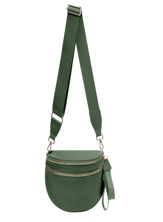 kuifang Checkered Crossbody Bags Bum Bag for Women Large Sling Bag Purse with Adjustable Strap, Bean green, Large, Crossbody Handbags-bean Green - Image 1