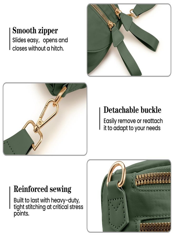 kuifang Checkered Crossbody Bags Bum Bag for Women Large Sling Bag Purse with Adjustable Strap, Bean green, Large, Crossbody Handbags-bean Green - Image 5