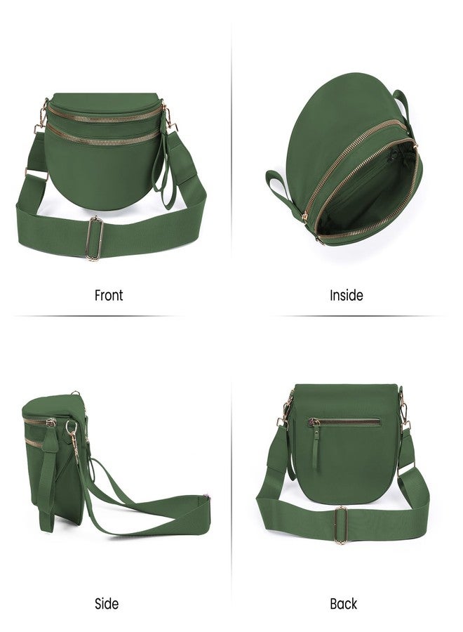 kuifang Checkered Crossbody Bags Bum Bag for Women Large Sling Bag Purse with Adjustable Strap, Bean green, Large, Crossbody Handbags-bean Green - Image 4