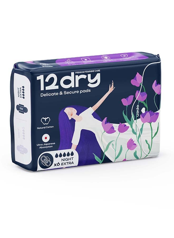 12dry Ultra Thin Sanitary Pads 6 Count Super Absorbent Leak Proof Odor Bacteria Protection Soft Comfortable Breathable AirCool Technology FDA and FSC Certified for Heavy Flow 350mm Single Pack - Image 2