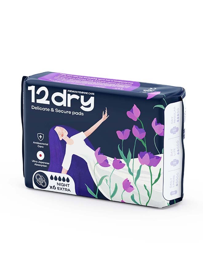 12dry Ultra Thin Sanitary Pads 6 Count Super Absorbent Leak Proof Odor Bacteria Protection Soft Comfortable Breathable AirCool Technology FDA and FSC Certified for Heavy Flow 350mm Single Pack - Image 3