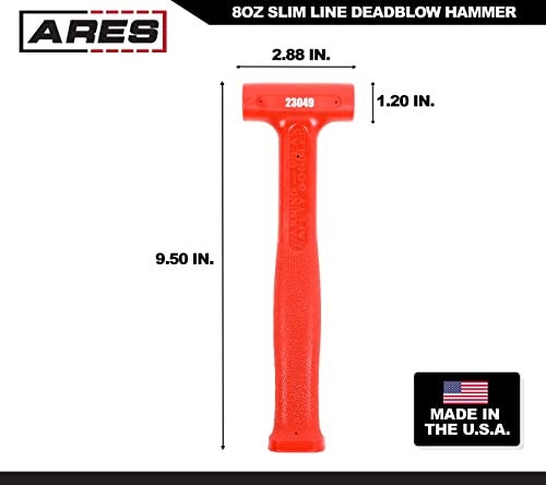 ARES 23049 – 8oz Slim Line Deadblow Hammer – Heavy Head Delivers Powerful Striking Force – Slim Profile Head Design for Greater Impact Accuracy - Made in USA - Image 3
