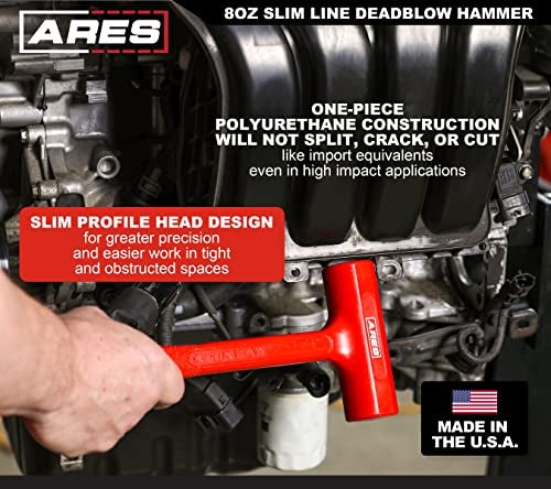 ARES 23049 – 8oz Slim Line Deadblow Hammer – Heavy Head Delivers Powerful Striking Force – Slim Profile Head Design for Greater Impact Accuracy - Made in USA - Image 4