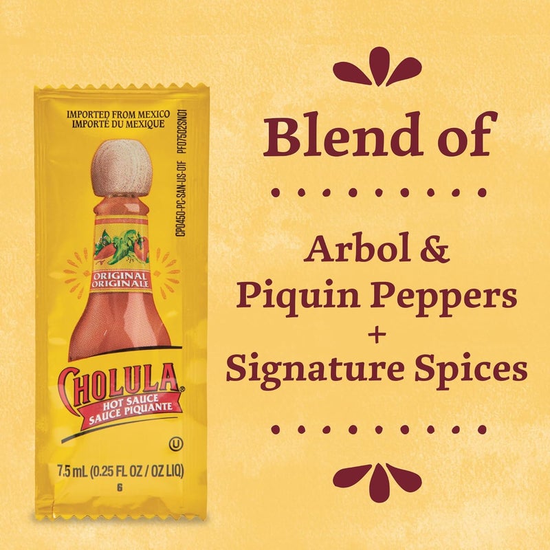 Cholula Original Hot Sauce Packets - 200 Count Individual Hot Sauce Packets with Mexican Peppers and Signature Spice Blend - Image 5