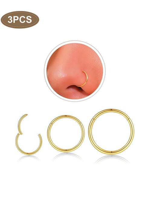 Nose Rings Hoop and Nose Studs Sets for Women Men,Hypoallergenic 316L Surgical Stainless Steel Hinged Clicker Segment Nose Rings Hoop Helix Cartilage Daith Tragus Sleeper Earrings Silver Gold Black L Shape/Corkscrew/Straight Nose Studs Real Body Piercing Jewelry