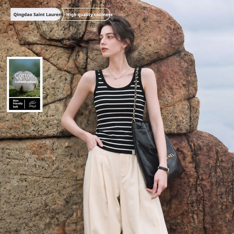 Women's Striped Cotton Sleeveless Cami - Image 2