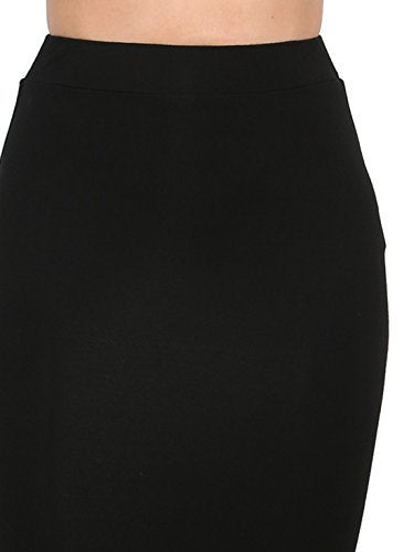MakeMeChic Women's Fall Black Skirt Basic Below Knee Stretchy Pencil Skirts Black X-Small - Image 4
