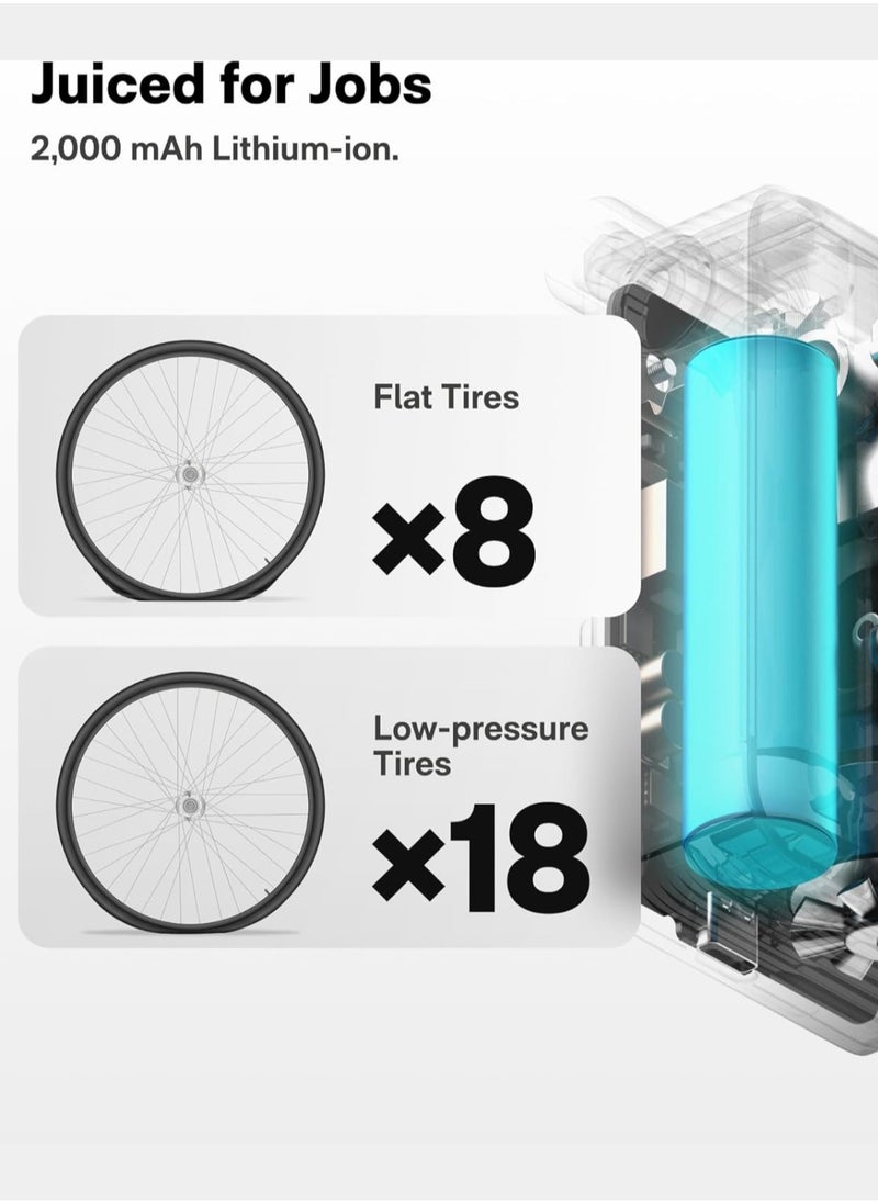 HOTO - Mini Electric Air Pump – HOTO Pocket Tire Inflator with 150 PSI Max, Fast USB-C Charging, Custom Presets, Digital Display, Lightweight Design – Black – QWCQA002 - Image 1