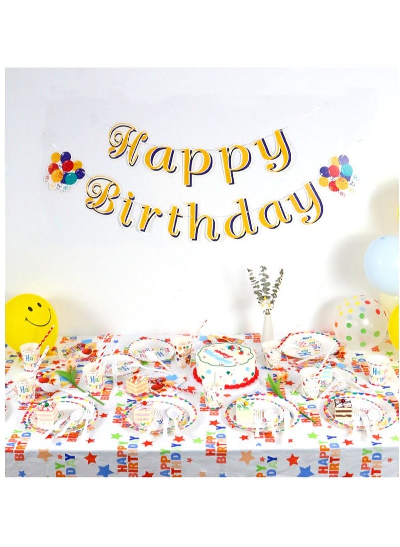 92-Piece Happy Bithday Party Pack Tableware Cups Napkin Tissue Straws Plates Set 10 Guest - Image 3