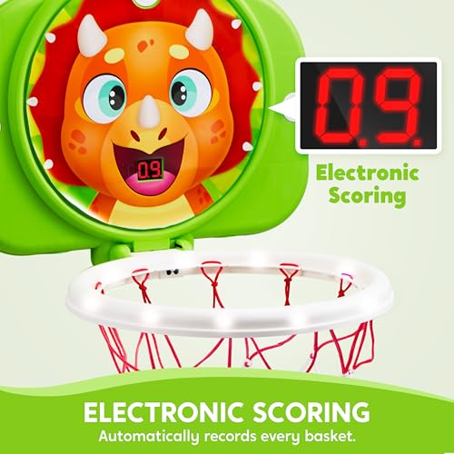 SYNCFUN Mini Basketball Hoop LED Scoring Indoor Hoop with 2 Balls Indoor Adjustable Height Basketball Hoop SpaceSaving Christmas Birthday Gifts Toy for Boy Girl Over 18 Months - Image 5