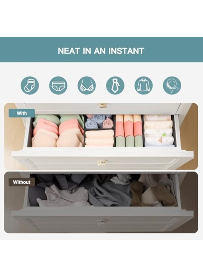 Drawer Organizer Clothes, 10 Pack Dresser Organizer for Baby Clothes, Underwear, Sock- Foldable Closet Organization and Storage Dividers Bins for Nursery, Bedroom (Black)  - Image 2