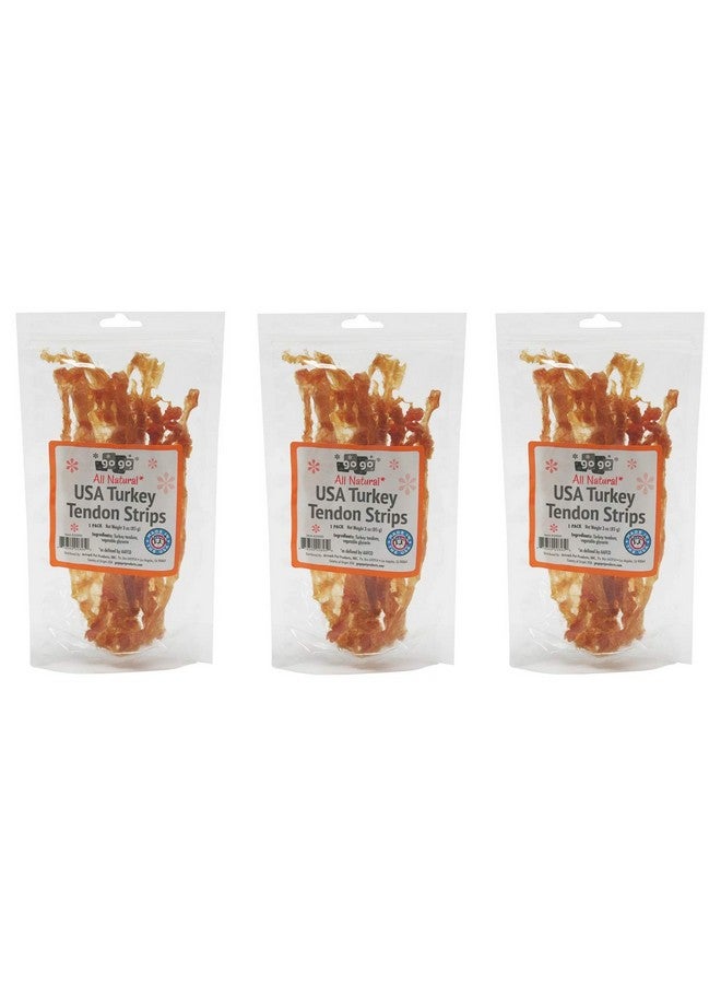 GOGO GOGO 3oz Turkey Tendon Strips Dog Chew Treats Sources and Made in The USA (3 Pack) - Image 1