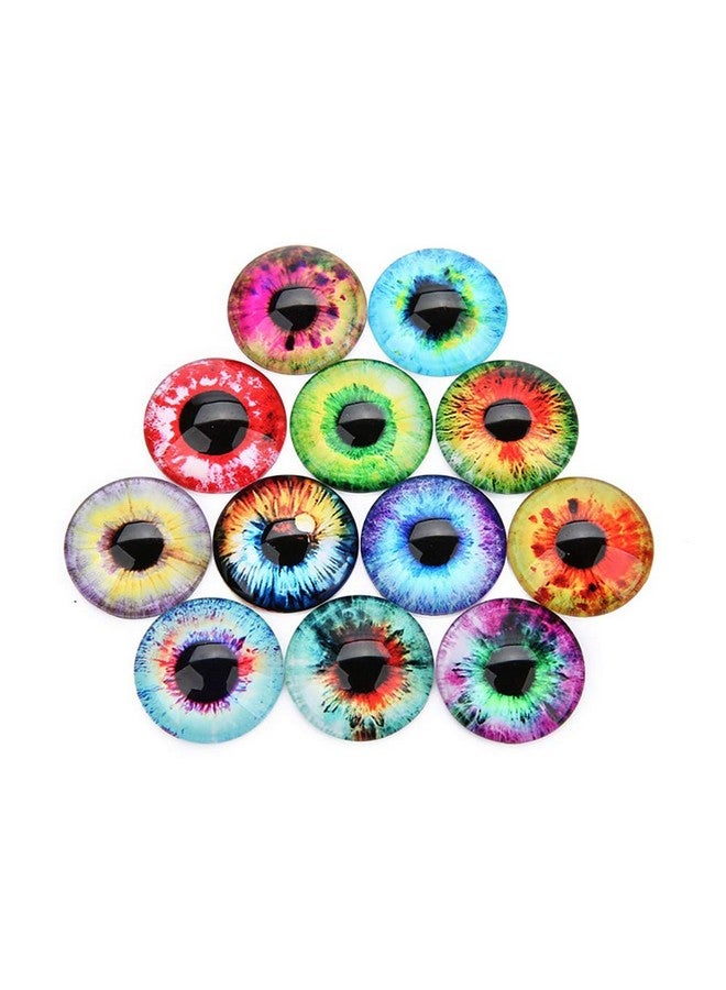 ccHuDE 20 Pcs 20Mm Mixed Style Eyes Round Time Gem Cover Glass Cabochon Dome Jewelry Finding Cameo Pendant Settings - Image 3