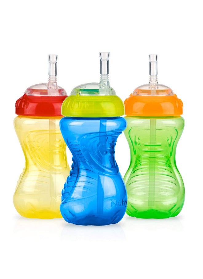 Nuby Nuby No-Spill Sippy Cup with Flex Straw - (3-Pack) 10-Ounce Bottles - Sippy Cups for Toddlers 12+ Months - Neutral Color Training Cups for Toddlers  - Image 2