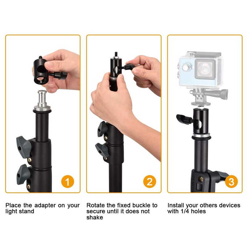 UTEBIT 2PCS Rapid Adapter Convert with 1/4" Screw, UTEBIT 1/4 Thread Photography Light Stand Adapter, Multi Functional Metal Camera Bracket Mount Adaptor, Photo Studio, Photography Accessory - Image 4