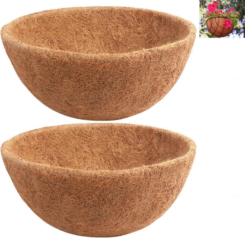 YM 2pcs 20“ Round Coconut Fiber Liner, 20'' Coco Liner Pre-Formed Replacement for Wall Hanging Planter Basket - Image 1