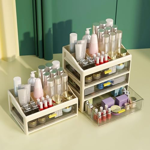 HoopVool® Countertop Organizer with Drawers Plastic Storage for Makeup Brush,Hair Accessories,Jewelry,Skincare Vanity Display, Skin Care Products, Office Desk Organizer (White-2, Layer-3) - Image 5