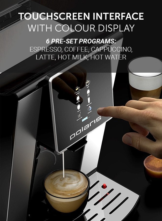 Polaris PACM 2060AC Automatic Coffee Machine | 20 Bar Italian Pump | Built-In Steel Burr Grinder (250 g) | PROFI-CREAM | Touch Color Display | 6 Auto Programs | 2L Tank | Cup-Warming Surface | 1500W - Image 5