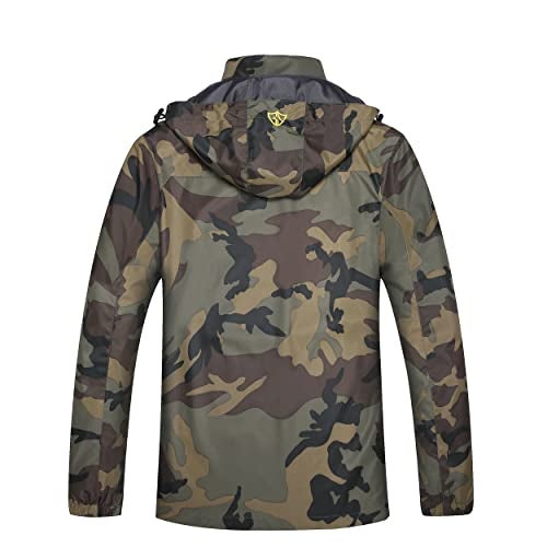GIISAM Mens Windproof Jacket Waterproof Lightweight Mountain Sport Jacket for Men Hooded Windbreaker Raincoat(Green Camo,XL) - Image 2