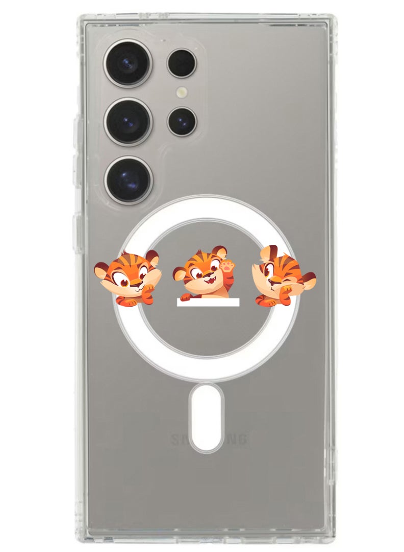 Theodor Magnetic Case for Samsung Galaxy S24 Ultra 6.8-inch Compatible with MagSafe Wireless Charging, Shockproof Phone Bumper Cover Cute tiger expressions - Image 1