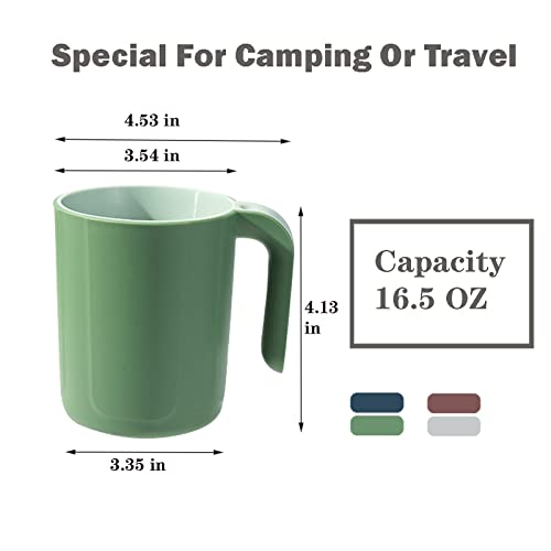 Cohpoh Plastic Reusable Coffee Mugs with Handles，Stackable Unbreakable Coffee Cups Set of 4-16.5 Ounce Cups for Cocoa, Milk, Tea or Water, Drinking Cup for Kids & Adult, Dishwasher and Microwave Safe - Image 2