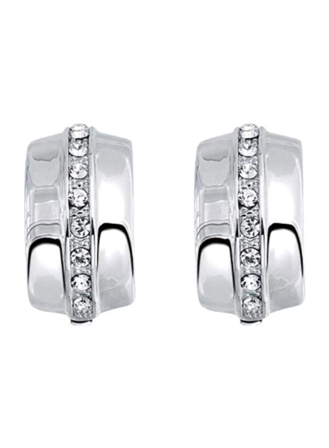 NIBEMINENT Rhodium Plated Brass Cubic Zirconia Studded Clip On Earrings  - Image 1