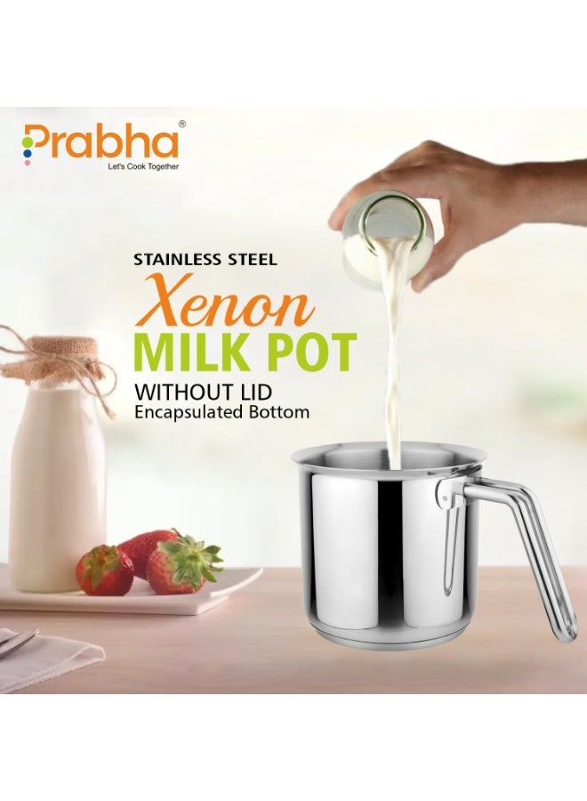 Prabha Stainless Steel Milk Pot with Handle 14cm 1.8 Litre | Milk Boiler | Kitchen Tea Container Water Boiling | Coffee/Milk Warmer, Even & Faster Heating | Induction & Gas Stove - Image 4