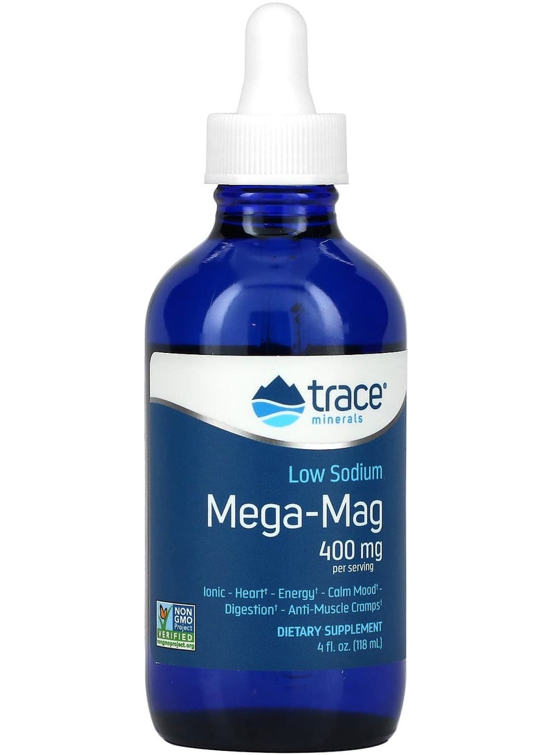 Trace Minerals Low Sodium Mega-Mag, 400 mg, 4 fl oz (118 ml)