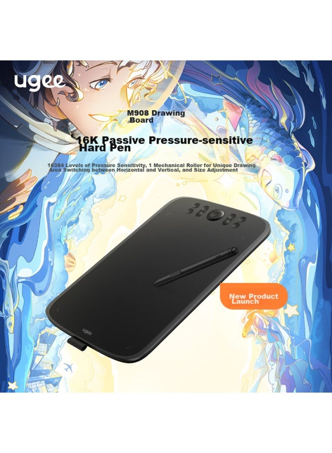 Ugee Digital Drawing Tablet, 16k Pressure Sensitivity, Drawing Pad, Writing Pad, Drawing Board, Writing Pad For Computer, Online Class Writing Pad, Drawing Board, Electronic Drawing Board M908 - Image 2