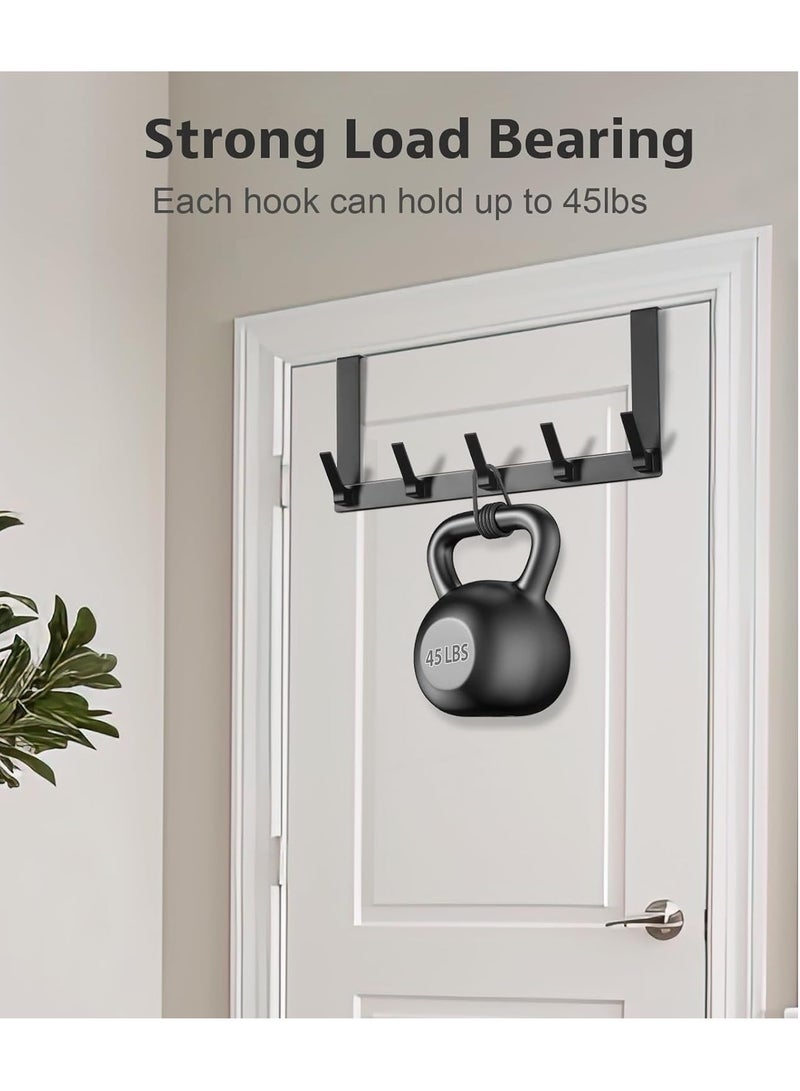 Over The Door Hooks Hanger with 11 Extended Arms, 7 Hook Door Hanger Rack, Fit 1 3/8 Door, Tool-Free Assembly Required, Thickened Bathroom Accessories and Towel Rack Organizer Holder - Matte Black - Image 3