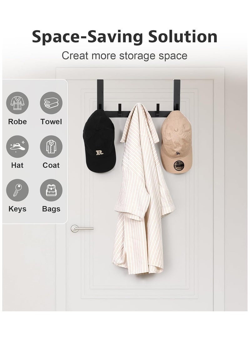 Over The Door Hooks Hanger with 11 Extended Arms, 7 Hook Door Hanger Rack, Fit 1 3/8 Door, Tool-Free Assembly Required, Thickened Bathroom Accessories and Towel Rack Organizer Holder - Matte Black - Image 4