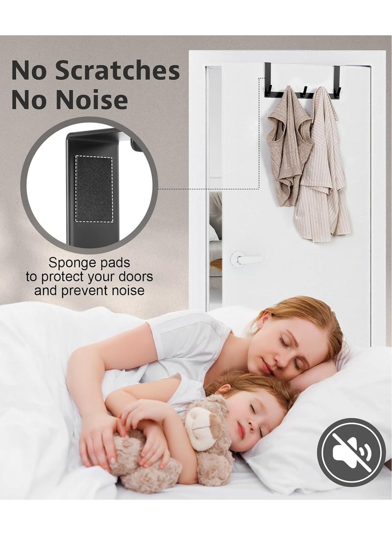 Over The Door Hooks Hanger with 11 Extended Arms, 7 Hook Door Hanger Rack, Fit 1 3/8 Door, Tool-Free Assembly Required, Thickened Bathroom Accessories and Towel Rack Organizer Holder - Matte Black - Image 2