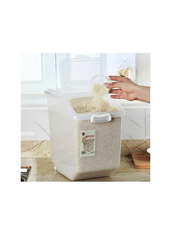 Premify - Rice Storage Container 10kg - Food Storage Container with Lid, BPA Free Plastic Large Cereal Sotrage Box, Multifunctional containers for kitchen food with Measuring Cup - Image 1