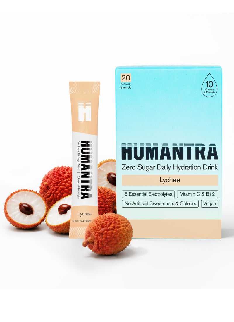 Humantra Lychee Electrolyte Hydration Drink Sachets - Image 1