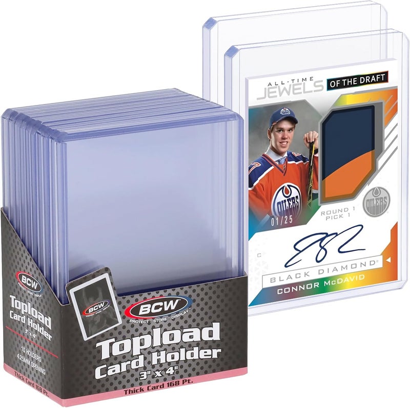 BCW Thick Card Topload Holder | Holds Relic, Patch, and Jersey Cards | Protective Card Sleeves for Collectibles and Trading Cards | Protective Rigid Plastic Display Card Holder (168 pt. / 4.25 MM) - Image 1