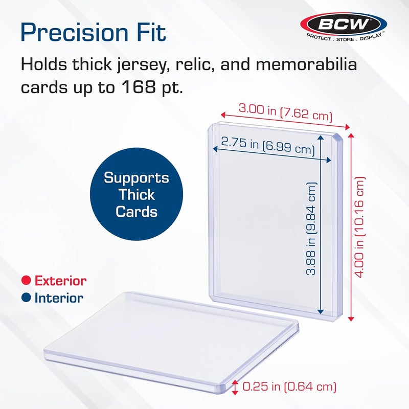 BCW Thick Card Topload Holder | Holds Relic, Patch, and Jersey Cards | Protective Card Sleeves for Collectibles and Trading Cards | Protective Rigid Plastic Display Card Holder (168 pt. / 4.25 MM) - Image 3