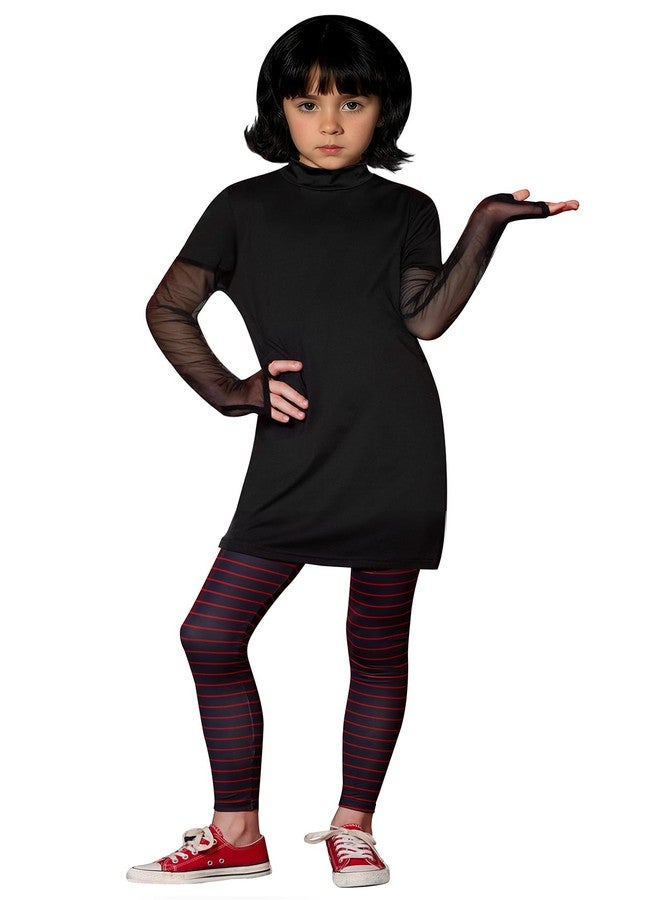 BesserBay Halloween Girls Dress Hotel Vampire Mevis Costume Halloween Outfit with Leggings Dress Black 6 Years - Image 1