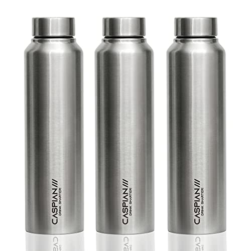 CASPIAN /// Astra Stainless Steel Water Bottle 1 ltr (Litre) for Fridge, Home, Office, School, Gym-Ideal for Adults, Men, Women, Kids, Boys, Girls-1000ml Leakproof, Rust free, Set of 3, Silver - Image 1