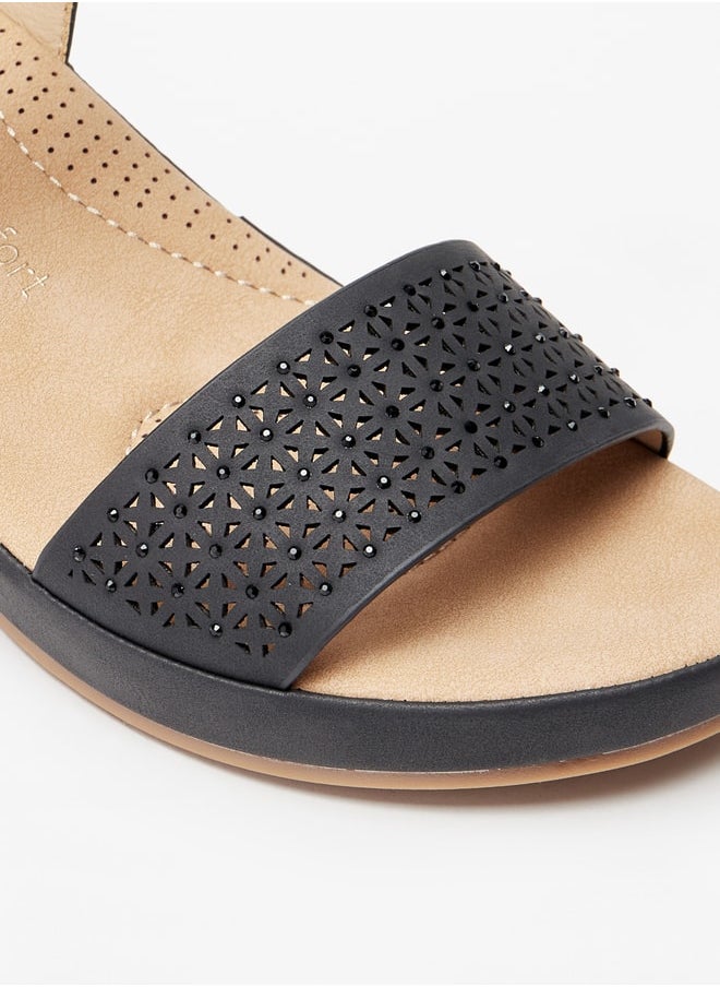 Le Confort - Women's Laser Cut Detail Sandals with Hook and Loop Closure - Image 1