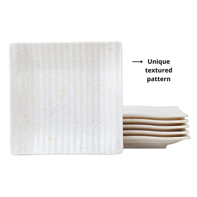 miRim Melamine Stripped Design Snacks Plate for Serving Snacks, Food, Starters, Buffet - Square Design, Break Resistant - for Home Kitchen, Party, Restaurant, Office Use -7inch (Marble) - Image 4