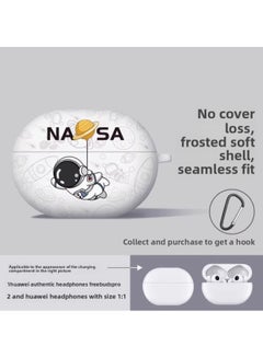 For HuaweiHeadset Protective Case Freeclip Case Freebudspro4 Bluetooth Freebuds6i5i Wireless-Color:[water Sticker] White Balloon Astronaut + Hook-Model:For HuaweiFreebuds Pro4 (2024 Model)