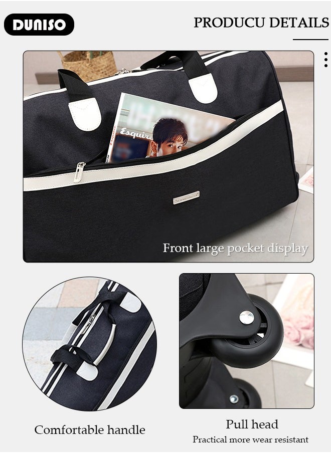 DUNISO - Rolling Duffle Bag with 2 Wheels, Holdall Carry Extendable Organizer Bag, Lightweight  Trolley Bag, Waterproof & Large Capacity Luggage Bag for Women, Men, Short Trip, Overnight Business Travel - Image 1