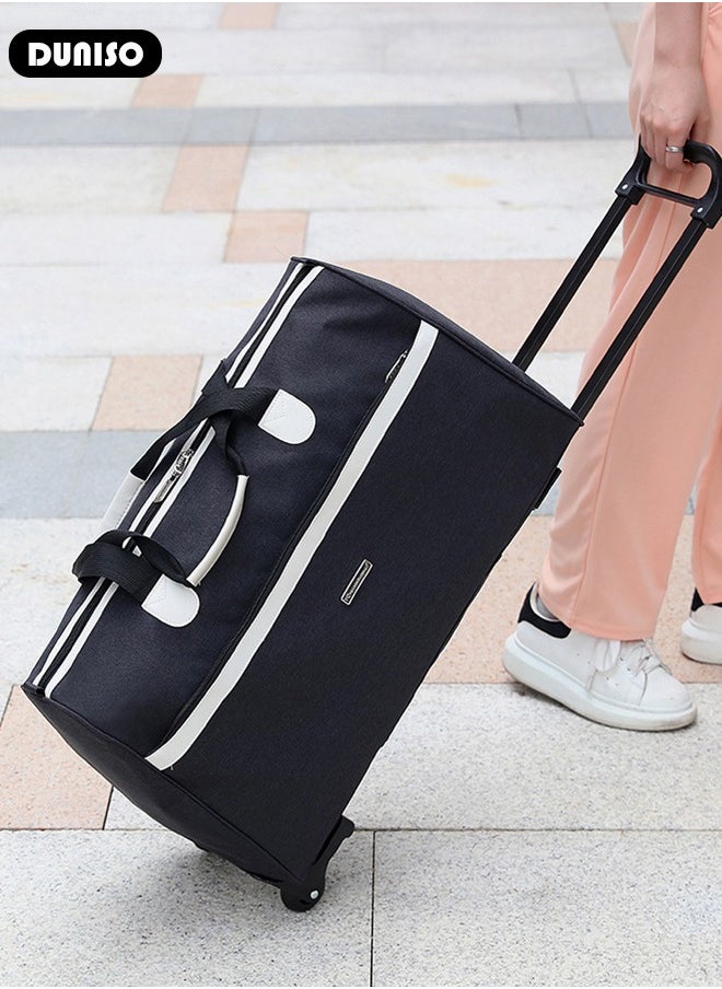 DUNISO - Rolling Duffle Bag with 2 Wheels, Holdall Carry Extendable Organizer Bag, Lightweight  Trolley Bag, Waterproof & Large Capacity Luggage Bag for Women, Men, Short Trip, Overnight Business Travel - Image 1