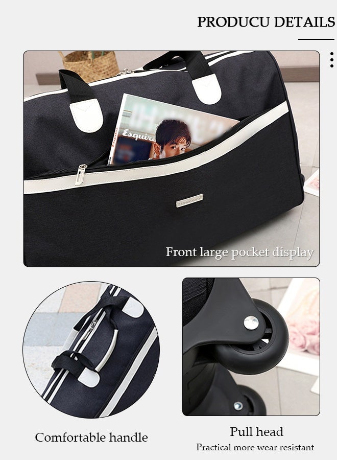 DUNISO Rolling Duffle Bag with 2 Wheels, Holdall Carry Extendable Organizer Bag, Lightweight  Trolley Bag, Waterproof & Large Capacity Luggage Bag for Women, Men, Short Trip, Overnight Business Travel - Image 3