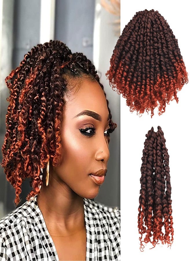 Hahoness 10 Inch 8 Packs Pre Looped Pretwisted Passion Twist Crochet Hair for Black Women and Kids - Ombre Ginger, Soft Hair Extensions - Braided by Synthetic Spring Kinky Twist Bohemian Curls - Image 1