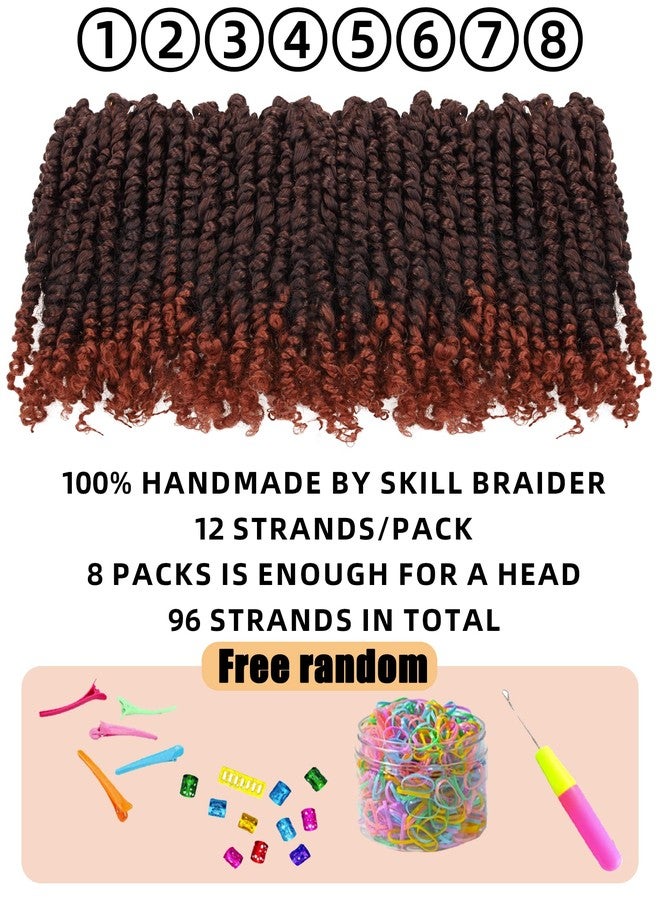 Hahoness 10 Inch 8 Packs Pre Looped Pretwisted Passion Twist Crochet Hair for Black Women and Kids - Ombre Ginger, Soft Hair Extensions - Braided by Synthetic Spring Kinky Twist Bohemian Curls - Image 5