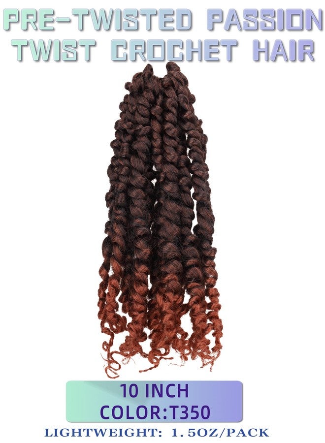 Hahoness 10 Inch 8 Packs Pre Looped Pretwisted Passion Twist Crochet Hair for Black Women and Kids - Ombre Ginger, Soft Hair Extensions - Braided by Synthetic Spring Kinky Twist Bohemian Curls - Image 2