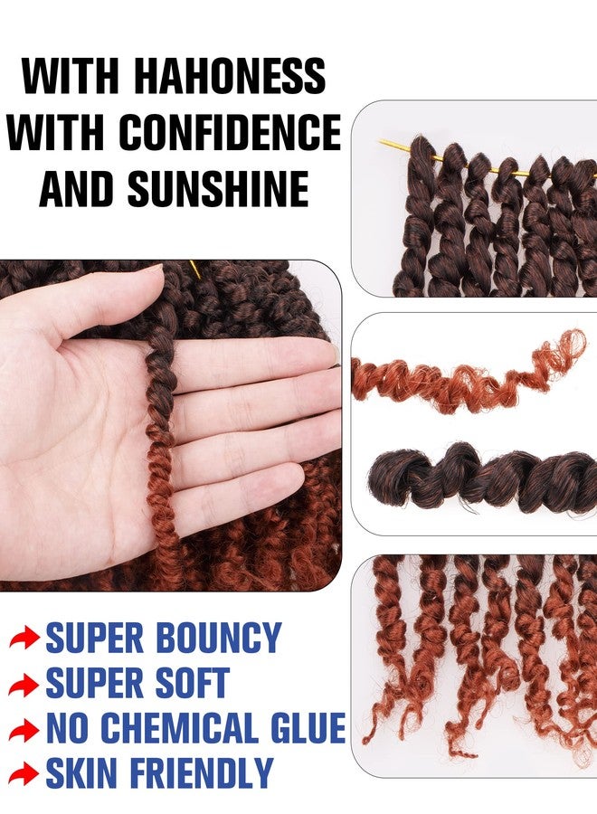 Hahoness 10 Inch 8 Packs Pre Looped Pretwisted Passion Twist Crochet Hair for Black Women and Kids - Ombre Ginger, Soft Hair Extensions - Braided by Synthetic Spring Kinky Twist Bohemian Curls - Image 4